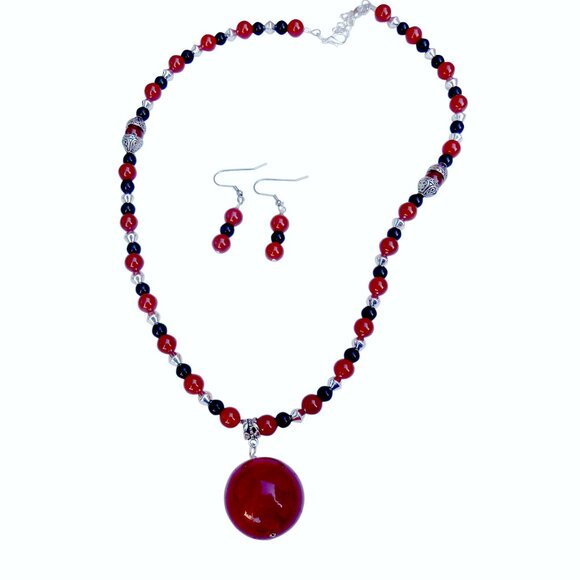 Carnelian Pendant Necklace Set 4268 - Picture 1 of 9